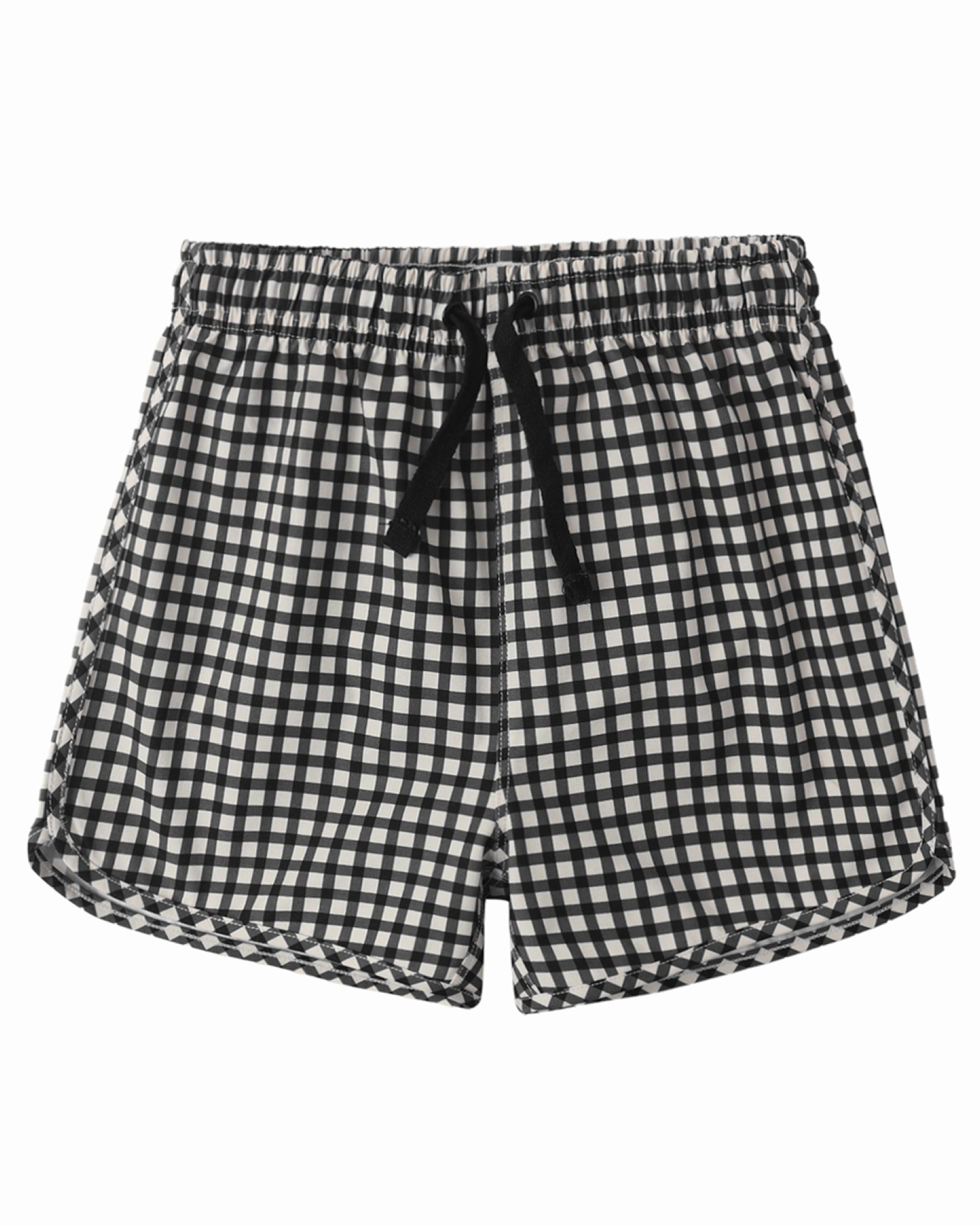 Rylee + Cru Swim Trunk || Black Gingham