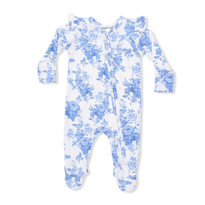 Dream Cottage Floral 2 Way Ruffle Back Zipper Footie