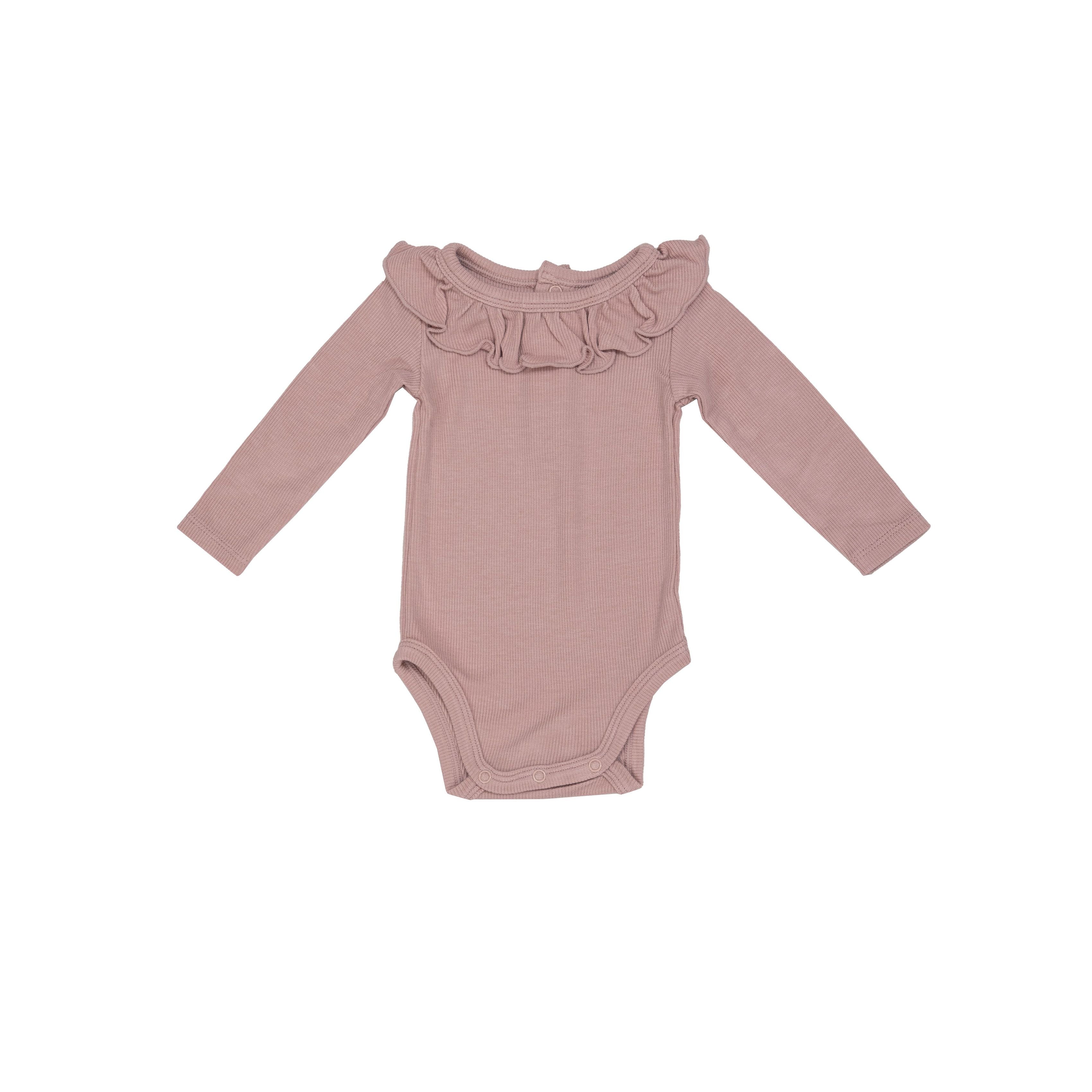 Ribbed Silver Pink Ruffle Collar Bodysuit & Legging Set - Twinkle Twinkle Little One