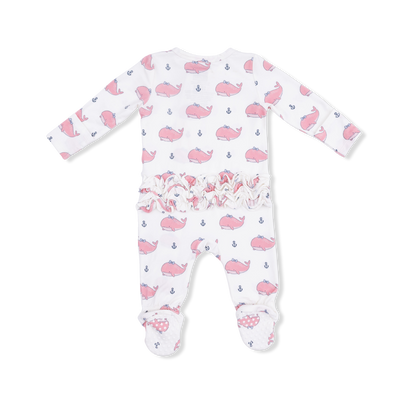 Bubly Whale 2 Way Ruffle Back Zipper Footie
