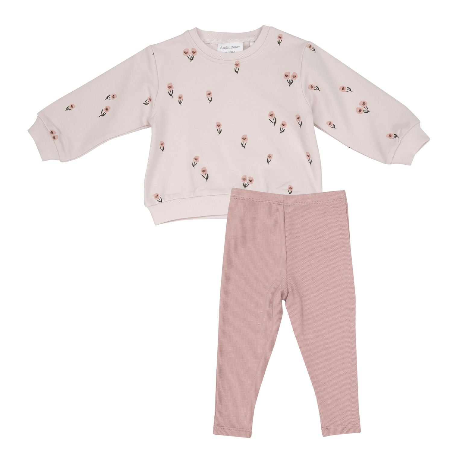 Pretty Pink Floral Puffy Oversized Sweatshirt & Ribbed Legging Set - Twinkle Twinkle Little One