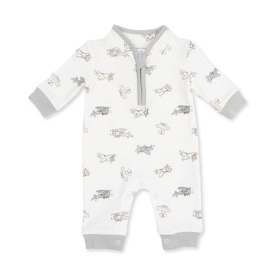 Angel Dear Vintage Airplane Pilots Zip Neck Romper