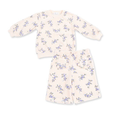 Angel Dear Sweet Hanna Floral Velour Oversized Sweatshirt and Wide Leg Pant