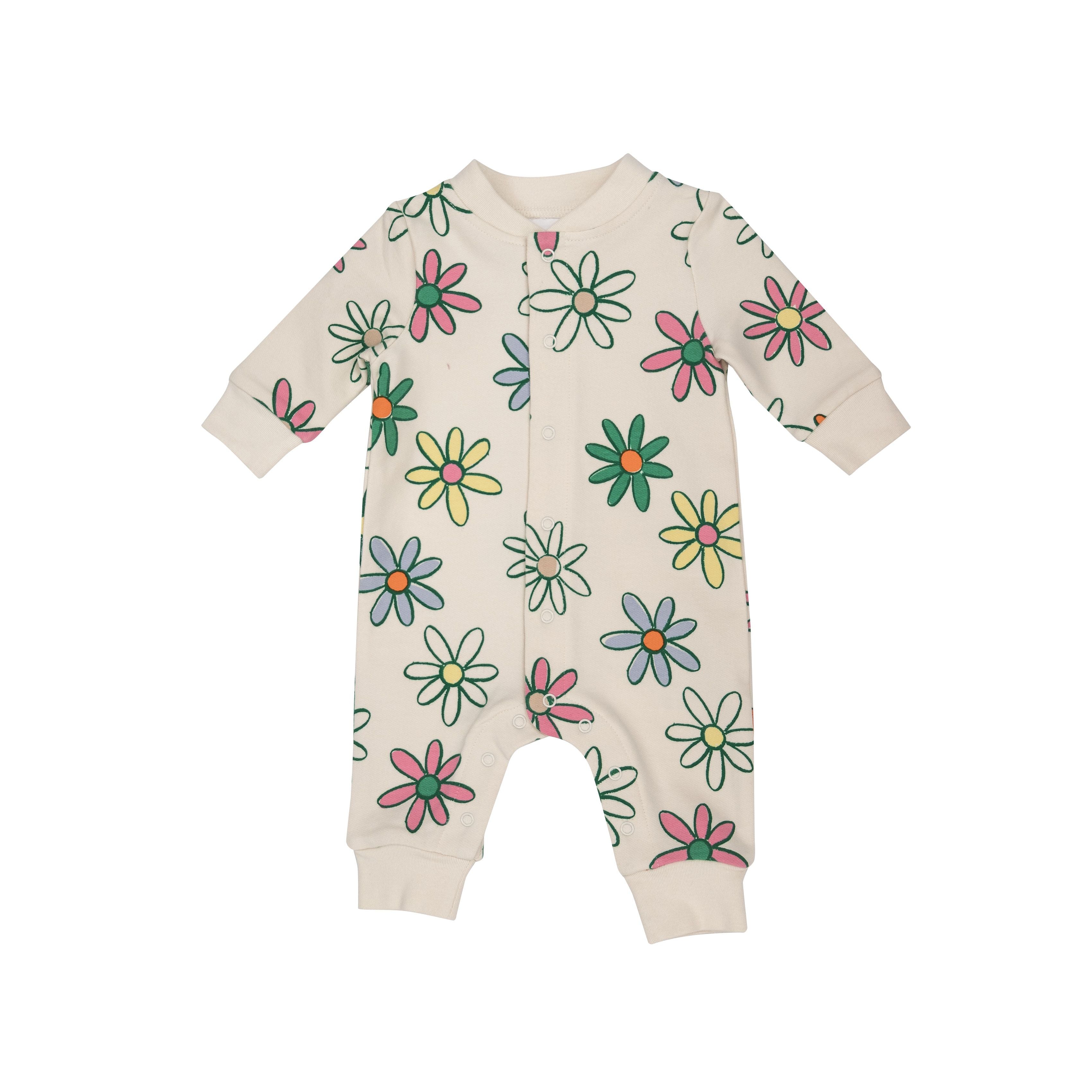 Painted Daisies Baseball Collar Romper - Twinkle Twinkle Little One