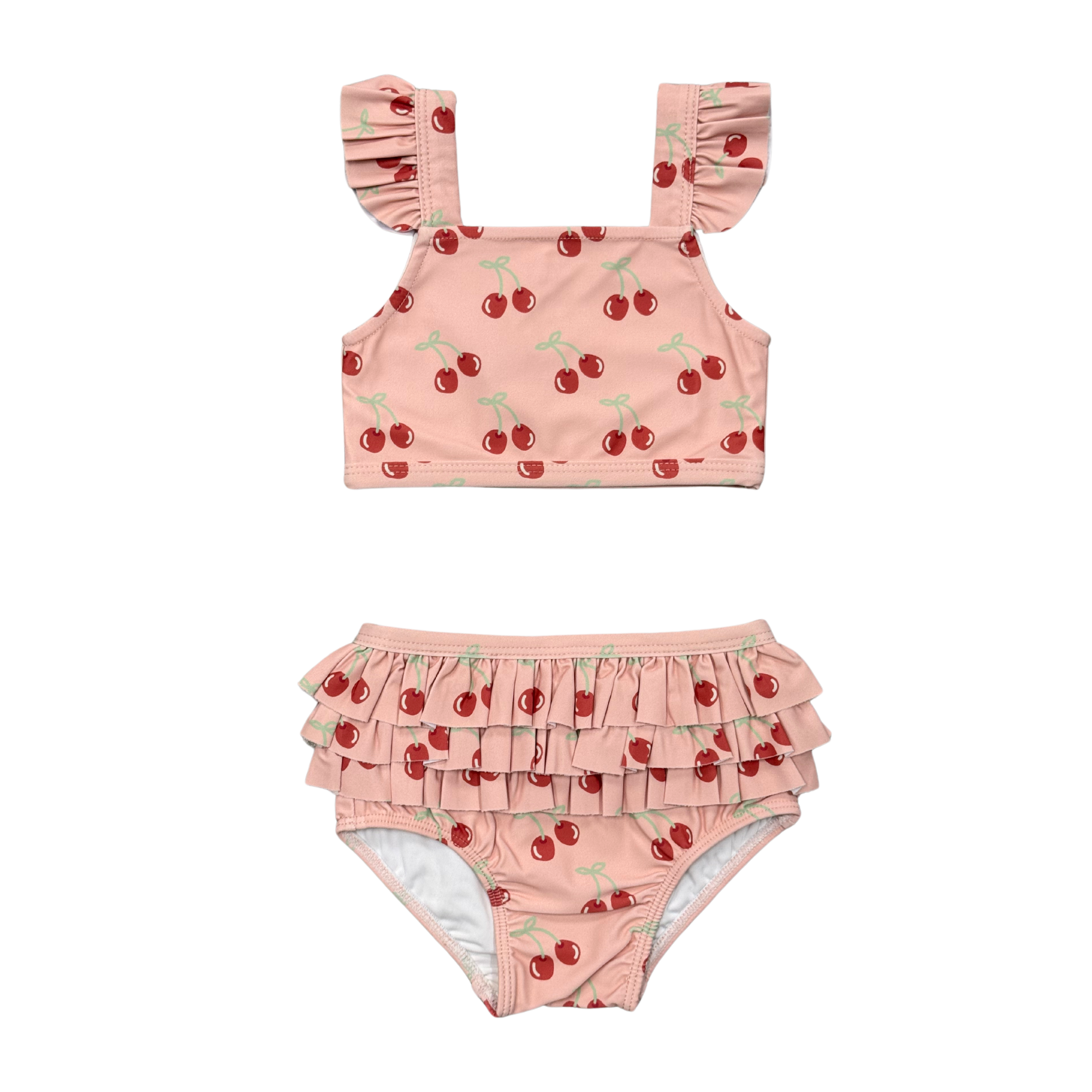 Girl's Two-Piece Ruffle Swimsuit - Cherries