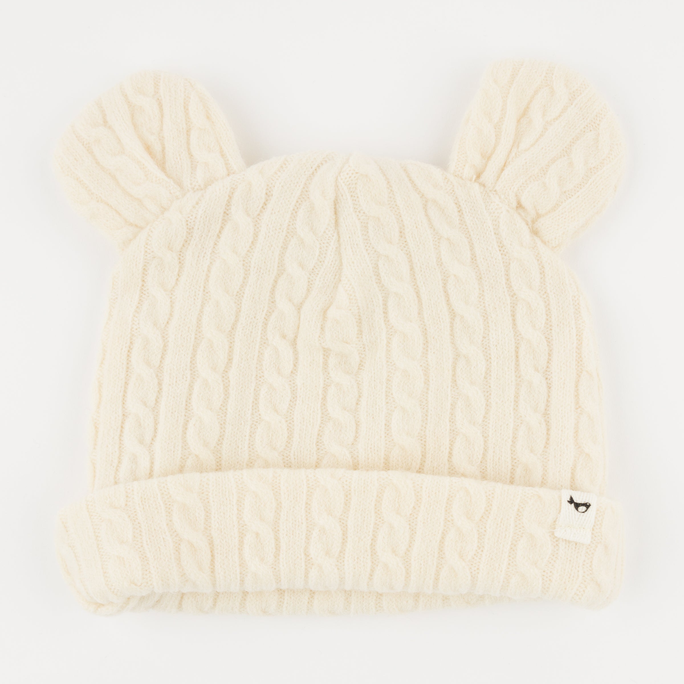 Cable Knit Bear Ear Hat - Natural