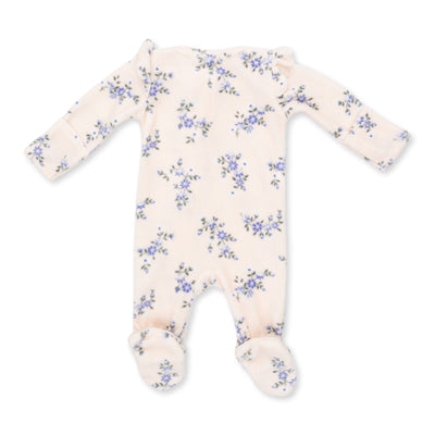 Angel Dear Sweet Hanna Floral Velour 2 Way Ruffle Sleeve Zipper Footie