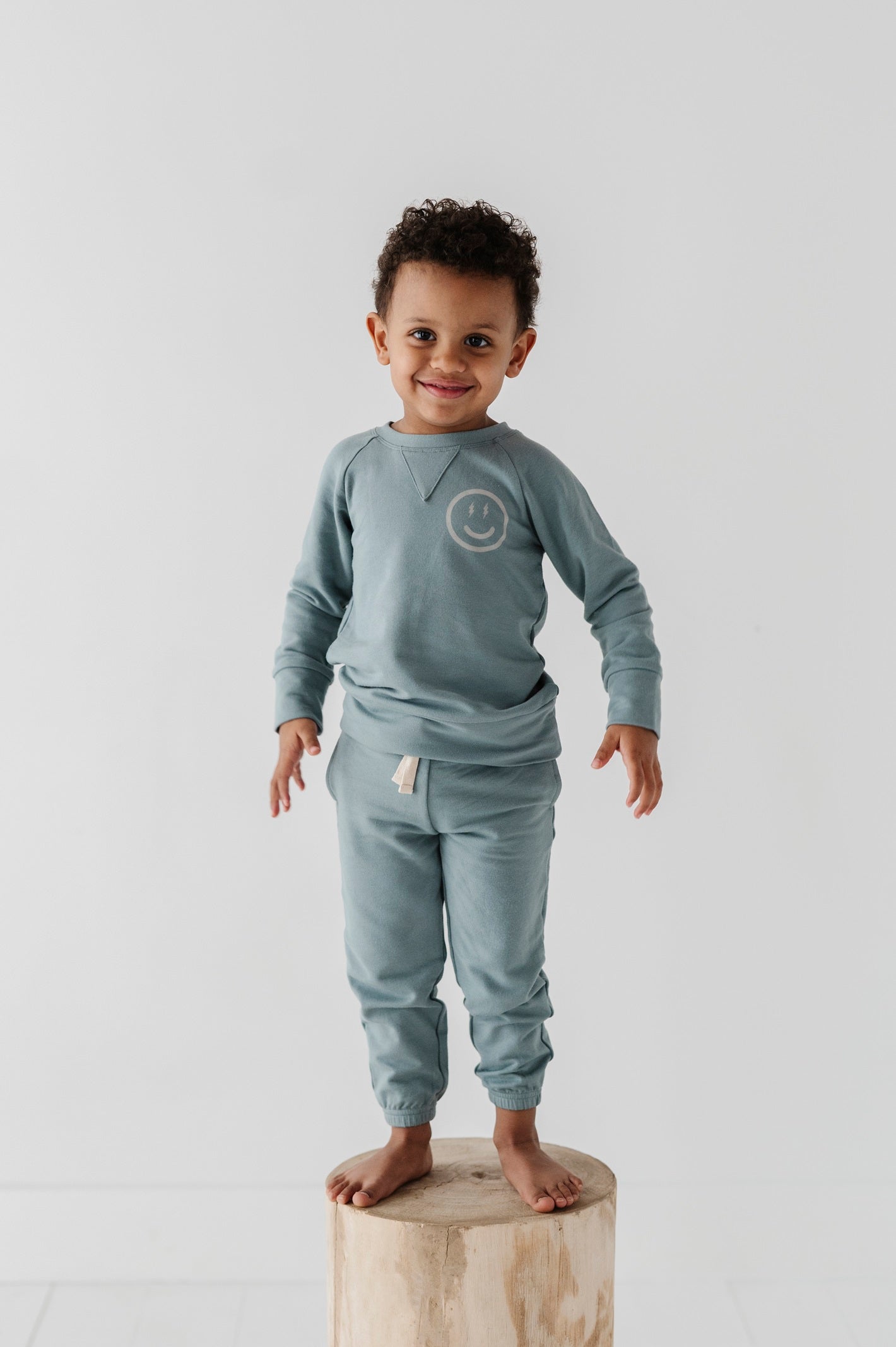 Smile Raglan Sweatshirt & Jogger Set - Storm