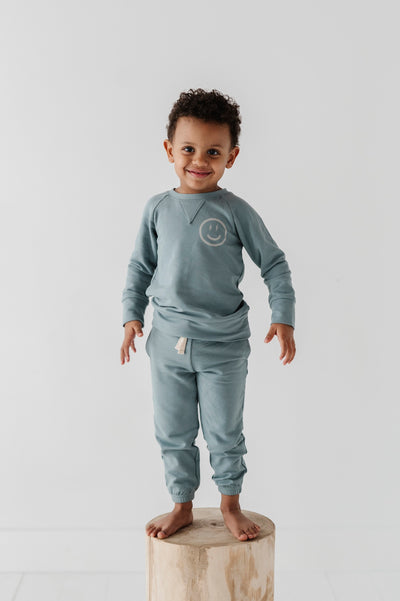 Smile Raglan Sweatshirt & Jogger Set - Storm - Twinkle Twinkle Little One