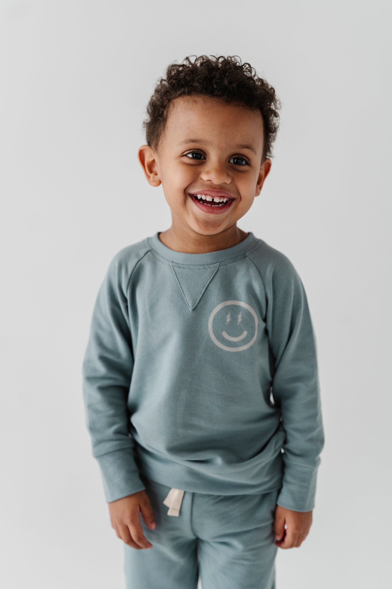 Smile Raglan Sweatshirt & Jogger Set - Storm