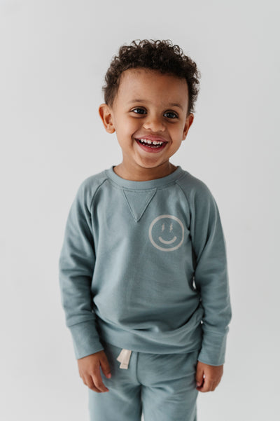 Smile Raglan Sweatshirt & Jogger Set - Storm - Twinkle Twinkle Little One