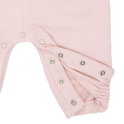 Angel Dear Solid Veiled Pink Ruffle V-Overalls & Bows and Hearts Long Sleeve Lettuce Edge Tunic Top Set