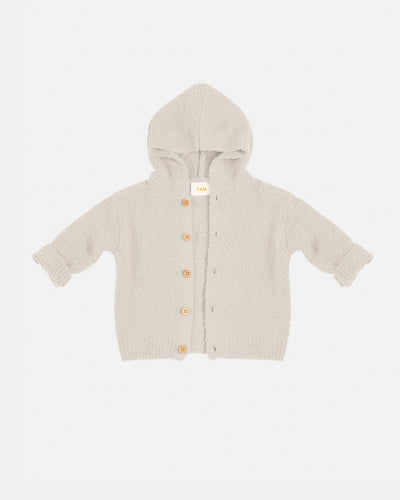 7 A.M. Enfant Fuzzy Hooded Cardigan - Ecru - Twinkle Twinkle Little One