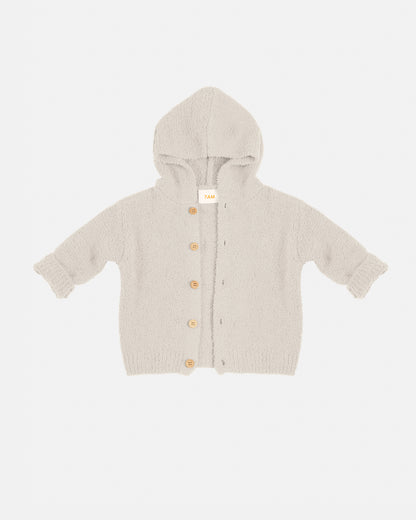 7 A.M. Enfant Fuzzy Hooded Cardigan - Ecru - Twinkle Twinkle Little One
