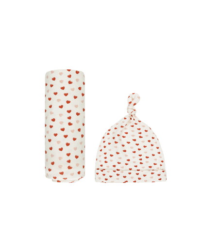 Bamboo Swaddle & Knotted Hat - Valentines - Twinkle Twinkle Little One