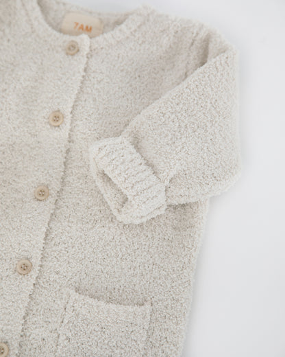 7 A.M. Enfant Fuzzy Long Sleve Romper - Ecru - Twinkle Twinkle Little One