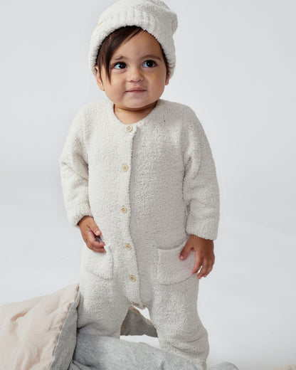 7 A.M. Enfant Fuzzy Long Sleve Romper - Ecru - Twinkle Twinkle Little One