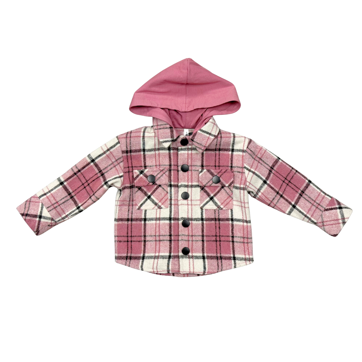 Magenta Plaid Hooded Shacket