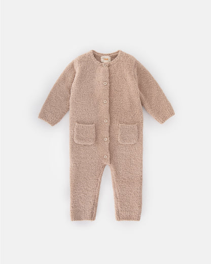 7 A.M. Enfant Fuzzy Long Sleve Romper - Pecan - Twinkle Twinkle Little One