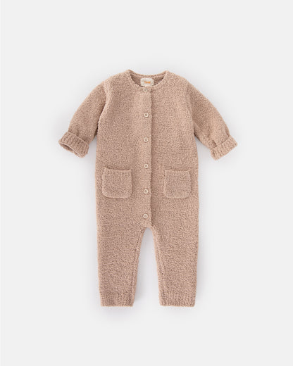 7 A.M. Enfant Fuzzy Long Sleve Romper - Pecan - Twinkle Twinkle Little One