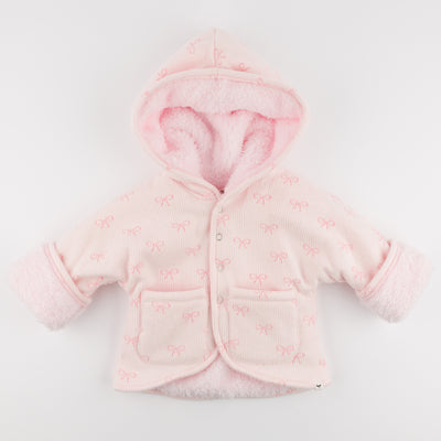 Mini Bows Winter Snowdrift Hoodie Jacket with Pink Lining - Pale Pink - Twinkle Twinkle Little One