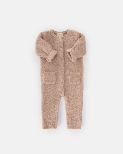 7 A.M. Enfant Fuzzy Long Sleve Romper - Pecan - Twinkle Twinkle Little One