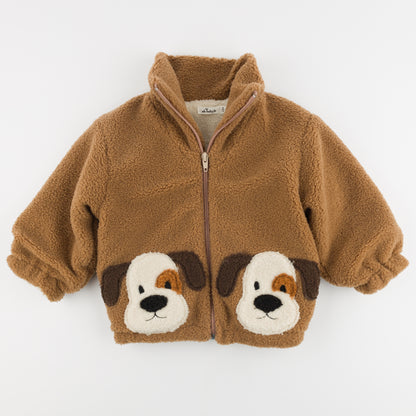 Puppy Faces Sherpa Faux Fur Tahoe Jacket - Milk Chocolate - Twinkle Twinkle Little One
