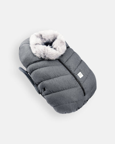 7 A.M. Enfant Car Seat Cocoon - Tundra Heather Grey Dark Faux Fur - Twinkle Twinkle Little One