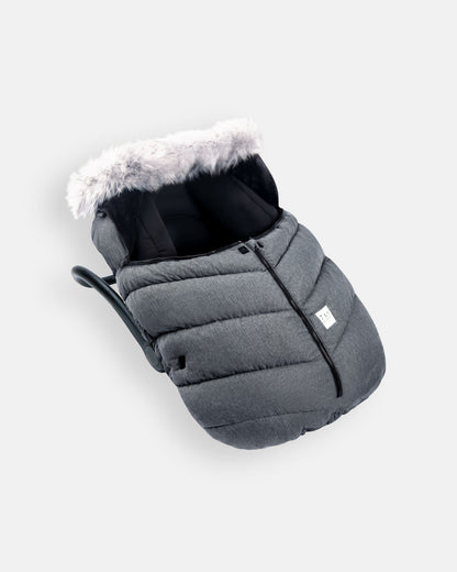 7 A.M. Enfant Car Seat Cocoon - Tundra Heather Grey Dark Faux Fur - Twinkle Twinkle Little One