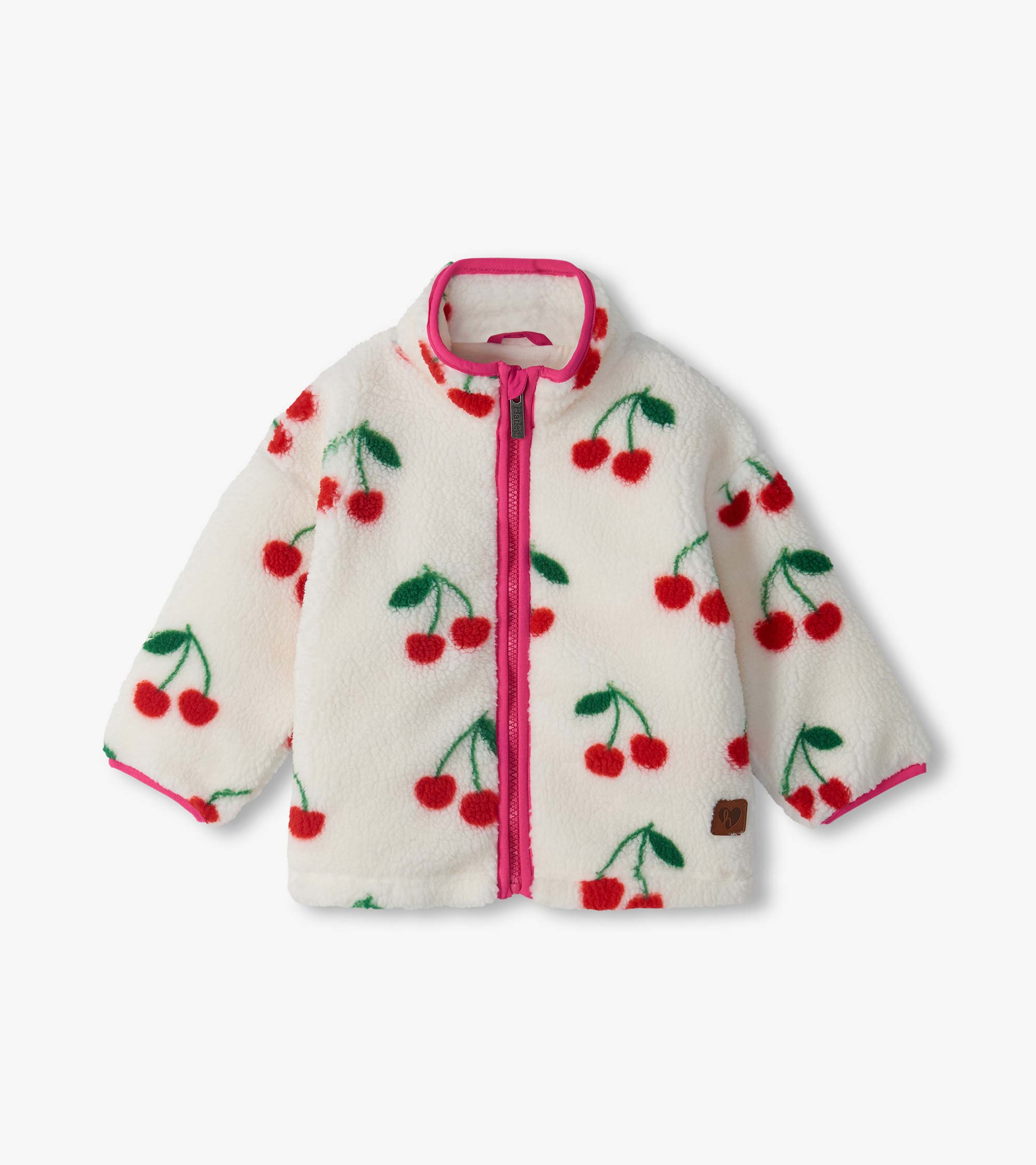 Cherries Mock Neck Faux Sherpa Jacket