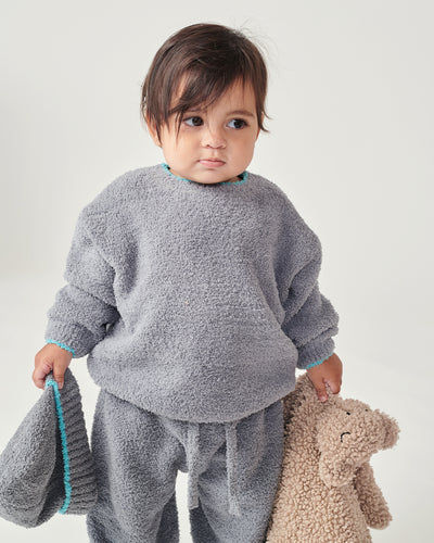 7 A.M. Enfant Fuzzy Boxy Sweater - Gris - Twinkle Twinkle Little One