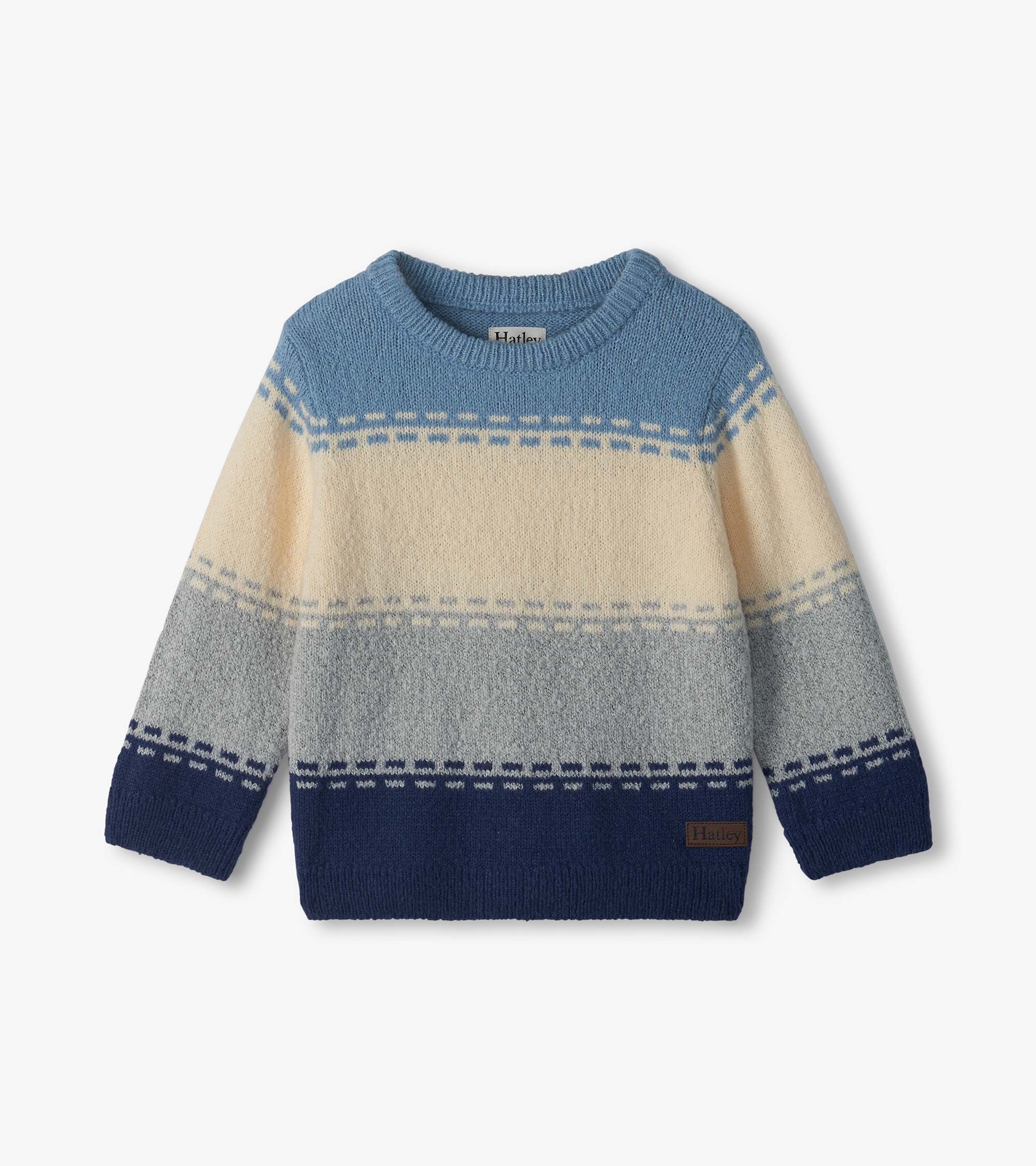 Faded Denim Colourblock Crew Neck Sweater