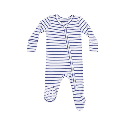 Navy Vintage Stripe 2 Way Footie - Twinkle Twinkle Little One