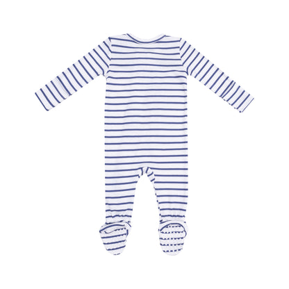 Navy Vintage Stripe 2 Way Footie - Twinkle Twinkle Little One