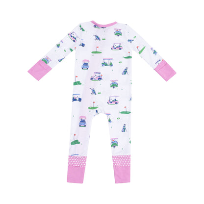 Vintage Golf Carts Pink 2 Way Zipper Romper - Twinkle Twinkle Little One