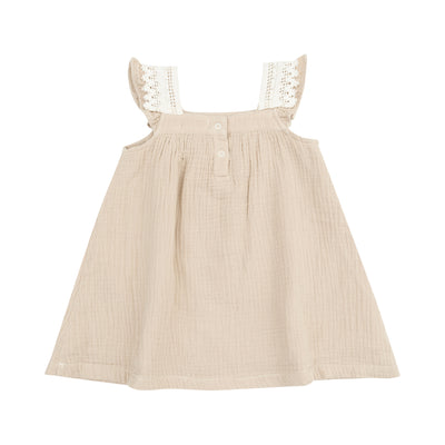 Solid Muslin Oxford Tan Sundress & Diaper Cover - Twinkle Twinkle Little One