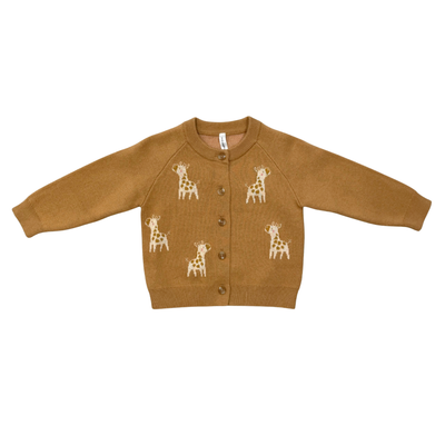 Giraffe Knit Cardigan Sweater and Knit Pant Set