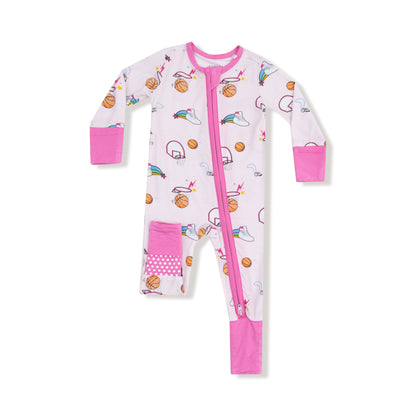 Basketball Pink 2 Way Zipper Romper - Twinkle Twinkle Little One