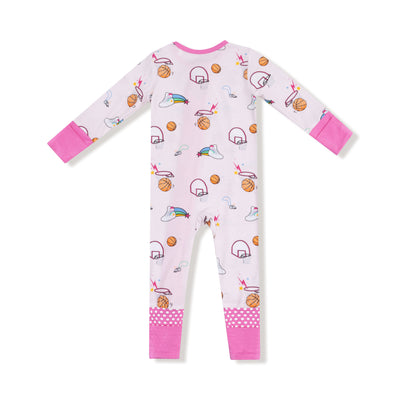 Basketball Pink 2 Way Zipper Romper - Twinkle Twinkle Little One