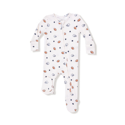 Footballs & Stars 2 Way Zipper Footie - Twinkle Twinkle Little One