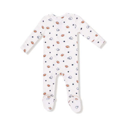 Footballs & Stars 2 Way Zipper Footie - Twinkle Twinkle Little One