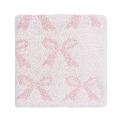 Chenille Blush Bow Blanket