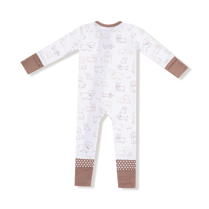 Neutral Pups 2 Way Zipper Romper - Twinkle Twinkle Little One