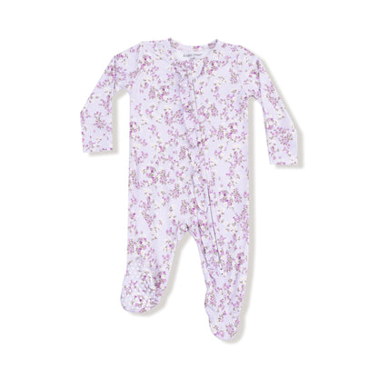 Sweet Dream Florals 2 Way Ruffle Back Zipper Footie - Twinkle Twinkle Little One