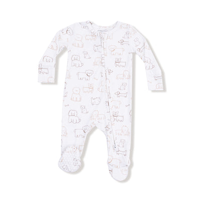 Neutral Pups 2 Way Zipper Footie - Twinkle Twinkle Little One