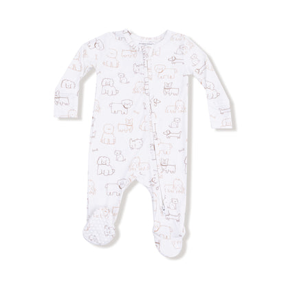 Neutral Pups 2 Way Zipper Footie - Twinkle Twinkle Little One