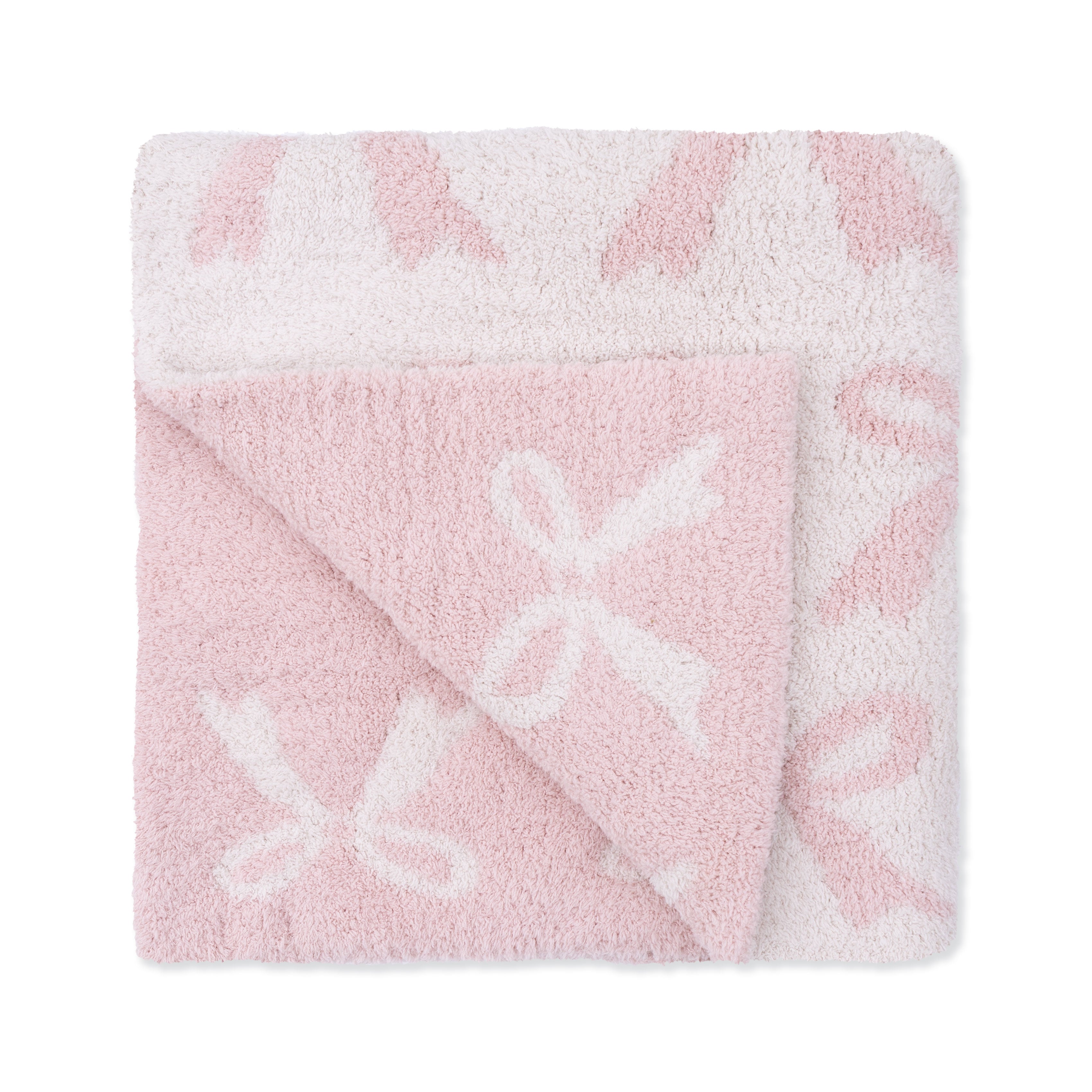 Chenille Blush Bow Blanket