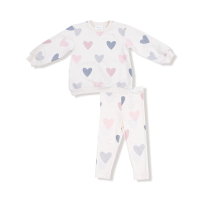 Hearts French Terry Puffy Long Sleeve Oversized Sweatshirt & Legging Set - Twinkle Twinkle Little One
