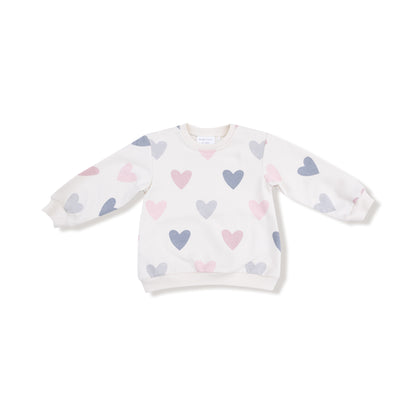 Hearts French Terry Puffy Long Sleeve Oversized Sweatshirt & Legging Set - Twinkle Twinkle Little One