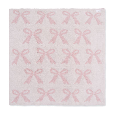 Chenille Blush Bow Blanket
